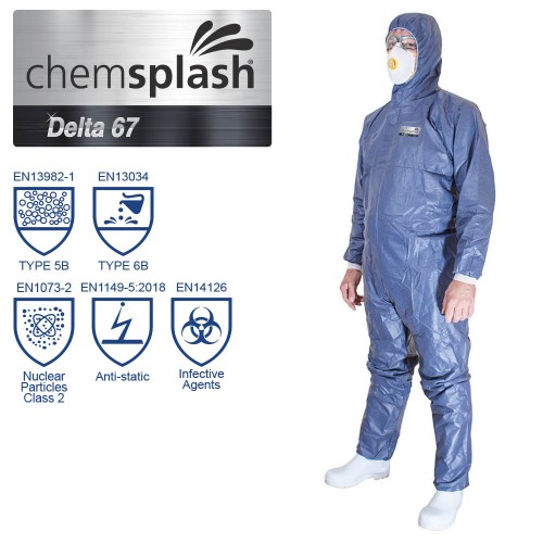 Combinaison Chemsplash Delta 67 - Type 5B/6B - Bleu/Orange